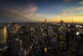 Manhattan skyline at sunset, New York