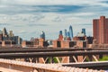 Urban Scene Manhattan Skyscrapers and Brooklyn Bridge Detail, New York City Royalty Free Stock Photo