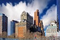 Manhattan skyline viewed from Central Park with blue sky Royalty Free Stock Photo