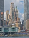 Detail of Manhattan skyline, seen from East river, New York Royalty Free Stock Photo