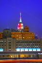 Manhattan sunset skyline New York Empire State Royalty Free Stock Photo