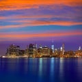 Manhattan sunset skyline New York NYC US Royalty Free Stock Photo