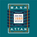 Manhattan text frame graphic vector denim vintage