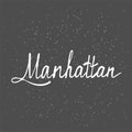 Manhattan text. Vintage retro lettering design. Hand drawn elements for your designs dress, poster, card, t-shirt. Black