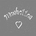 Manhattan text. Vintage retro lettering design. Hand drawn elements for your designs dress, poster, card, t-shirt. Black