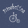 Manhattan text. Vintage retro lettering design. Hand drawn elements for your designs dress, poster, card, t-shirt. Black