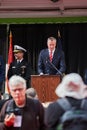 Mayor Bill de blasio speaking at Veterans Day parade in Manhattan Royalty Free Stock Photo