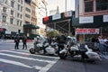 NYPD Motorcycles parked in New York City. New York Police department Royalty Free Stock Photo