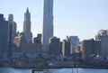 A lower Manhattan skyline from Pier 11 on the East River Royalty Free Stock Photo