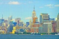 Manhattan waterfront - New York City USA - Concept image with pixelation effect