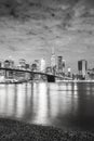 Manhattan waterfront at night, New York City. Royalty Free Stock Photo