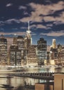 Manhattan waterfront at night, New York City. Royalty Free Stock Photo