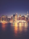 Manhattan waterfront at night, New York City, USA Royalty Free Stock Photo