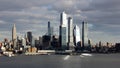 Manhattan West Side waterfront, Empire State Building and skyscrapers of the Hudson Yard, New York, NY, USA Royalty Free Stock Photo