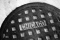 Manhole Cover on Chicago Street Royalty Free Stock Photo