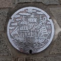 Manhole Cover of City of Shimoda Royalty Free Stock Photo