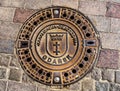 Manhole Cover City Coat of Arms Symbol Gdansk Poland Royalty Free Stock Photo