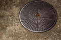 Manhole Cover with Memphis Engraved Royalty Free Stock Photo