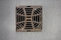 Manhole cover metal storm drain Royalty Free Stock Photo