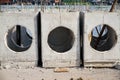 Manhole of drainage pipe under construction Royalty Free Stock Photo