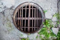 Manhole with the handmade metal armature cover Royalty Free Stock Photo