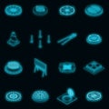 Manhole icons set vector neon