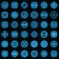 Manhole icons set vector neon