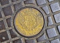 Manhole lid in Gyor, Hungary, detail