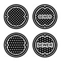 Manhole sewer cover black symbol