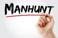 Manhunt text with marker Royalty Free Stock Photo