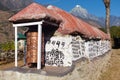 Mani prayer walls and prayer wheels in Khumbu valley