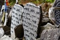 Mani stones - stone plates. Royalty Free Stock Photo