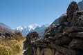 Mani Wall in Langtang Valley, Langtang National Park, Rasuwa Dsitrict, Nepal