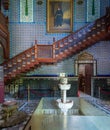 Manial Palace of Prince Mohammed Ali. Main hall of residence building with Turkish floral blue pattern ceramic tiles, Cairo, Egypt