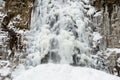 Maniava Waterfall in winter Royalty Free Stock Photo