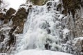 Maniava Waterfall in winter Royalty Free Stock Photo