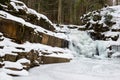 Maniava Waterfall in winter Royalty Free Stock Photo