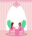 Manicure in beauty salon card - place for your text