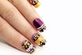 Manicure with colorful ethnic design