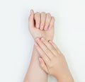 Manicure concept on white background.