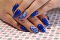 Manicure design blue sky Royalty Free Stock Photo