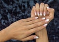 Manicure design french Ombre peach and white