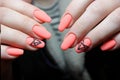 Manicure design orange geometry