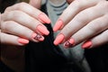 Manicure design orange geometry