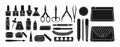 Manicure equipment glyph set nails tools vector