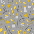 Manicure equipment vector seamless pattern