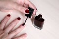 Manicure and female cosmetics, female nails Royalty Free Stock Photo