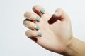 Manicure.female hand.woman in beauty salon.nail design