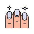 Manicure fingers color icon. Simple style sign for mobile concept and web design. Hand nails manicure flatvector icon. Symbol,