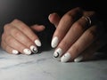 Manicure with a glossy white coating